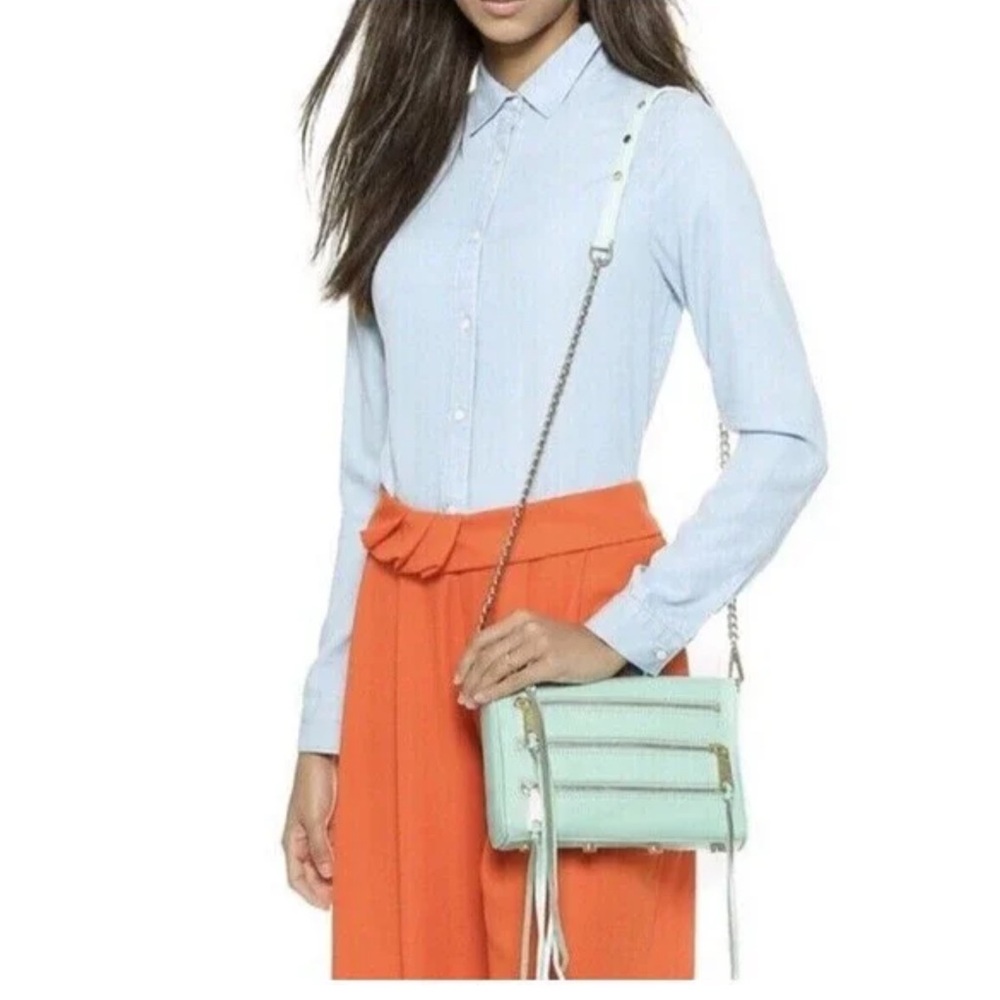 Rebecca Minkoff Mint Green Mini 5 Zip Crossbody Bag